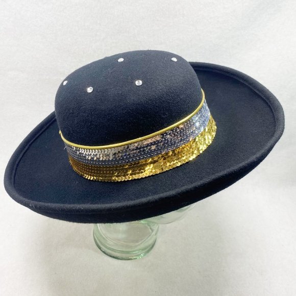 Vintage Sonni San Francisco Black Wool Wide Brim Bowler Hat main image 11